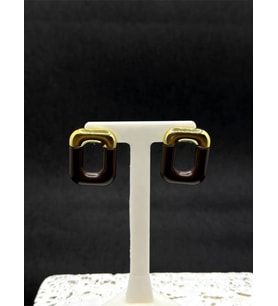 Gold Detaylı Kahverengi Küpe
