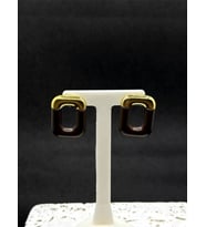 Gold Detaylı Kahverengi Küpe