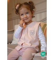 Bebek/Çocuk Yelek %100 Pamuk Nakış Detaylı (Pudra Pembe)