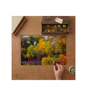 Sonbaharda Ağaçlar - Göl - Doğa Tasarımı 240 parça Ahşap Puzzle Ahşap Kutuda MP05154