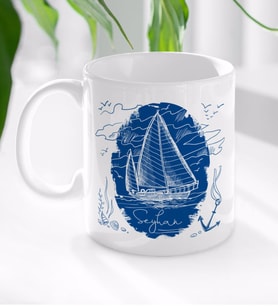 BK Gift Kişiye Özel İsimli Gemi Tasarımlı Beyaz Kupa Bardak-2