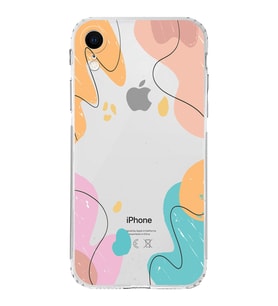 Apple iPhone XR Uyumlu Kamera Korumalı Tıpalı Kapak Karışık Renkler Tasarımlı Şeffaf Kılıf