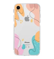 Apple iPhone XR Uyumlu Kamera Korumalı Tıpalı Kapak Karışık Renkler Tasarımlı Şeffaf Kılıf