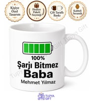 Şarjı Bitmez Baba Yazılı Eğlenceli Kupa Bardak Babalar Günü Hediye