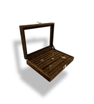 Richbox Sosis Model Kol Düğmesi Broş Takı Yüzük Kutusu Alcantara Kahve 18x24cm