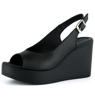 Erkan Saçmacı Mathilda Siyah Hakiki Dana Derisi Dolgu Topuklu Slingback Sandalet