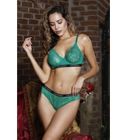 Golshan Gaudi Brazilian Slip, Kadın Dantel Brezilyan Yeşil Külot