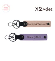 Hemşireye Minnet Hediyesi, İsim & Soyisim Yazılı 2’li Anahtarlık Seti, Yavru Ağzı-Mor Menekşe