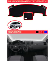 Volkswagen Transporter T5 2004-2016 Için Uygun Torpido Koruma Halısı Siyah Kenar Renk Kırmızı