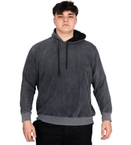 Mode XL Büyük Beden Erkek Kapüşonlu Sweatshirt Asit Yıkama Interlok U24167 Beyaz