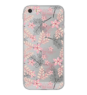Apple iPhone 5Kamera Korumalı Tıpalı Kapak Floral Kırmızı Tasarımlı Şeffaf Kılıf