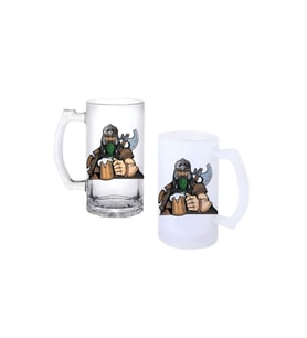 Ghostbastır Design Vikingler Kulplu Bira Bardağı Buzlu veya Şeffaf Seçenekli 0244