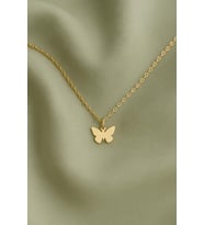 Kişiye Özel 925 Ayar Gümüş Zarif Minimal Kelebek Kolye (Gold)