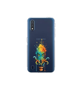 Samsung Galaxy A01 ile uyumlu Splash ahtapot tasarımlı şeffaf silikon kılıf