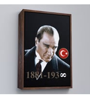 Çerçeveli Mustafa Kemal Atatürk Duvar Tablosu (Altın)