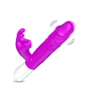 Şarjlı Akıllı Isıtma Özellikli Titreşimli G-Spot Klitoris Uyarıcı 2 in 1 Yapay Penis Rabbit Vibratör