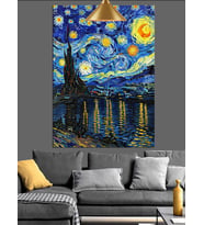 Yıldızlı gece Van Gogh Dekoratif Kanvas - Mdf Ahşap Tablo