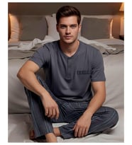 Arcan Erkek Düğme Yaka Kısa Kol Compact Penye Pijama Takımı 65130F - 1 Adet