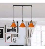 Dylight Retro Dekoratif 3 lü Bakır Rustik Metal Sarkıt Avize 60 Cm