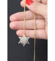 Yıldız Kolye Baget Silver Beyaz 925 Ayar Gümüş Zincir Kolye (Gold)