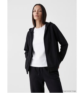 LCW EVERYDAY Siyah Soft Touch Oversize Kadın Fermuarlı Sweatshirt