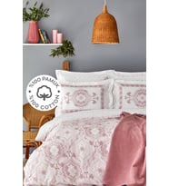 Arlen Pudra Çift Kişilik %100 Pamuk Nevresim Takımı Battaniye Set (Krem)