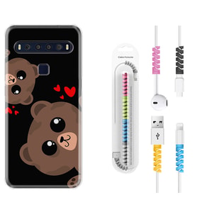 TCL 10L 10 Plus 10SE 20E 20SE 30SE L7 Kılıf Kablo Koruma Spiral Silikon Love Animals 1780