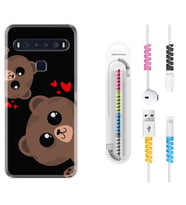 TCL 10L 10 Plus 10SE 20E 20SE 30SE L7 Kılıf Kablo Koruma Spiral Silikon Love Animals 1780