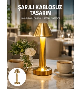 Şarjlı Masa Lambası 3 Işık Modu Kademesiz Karartma Metal Gövde Yeni Nesil