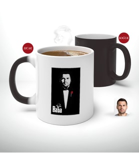 BK Gift Kişiye Özel Babalar Günü Hediyesi Godfather Baba Tasarımlı Sihirli Kupa Bardak-8 (Beyaz)
