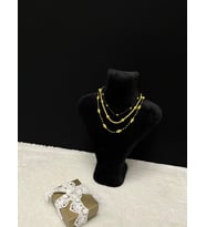 AMOR FACE ÖZEL TASARIM GOLD İNCİ-SİYAH PORSELEN BONCUK LUXURY KADIN 3 LÜ  İNCİ KOLYE