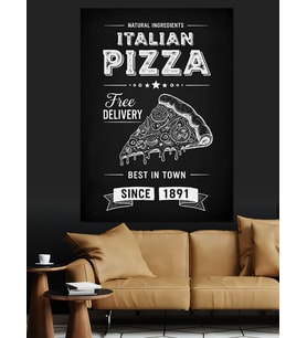 Pizza Temalı Poster Dekoratif Kanvas - Mdf Ahşap Tablo