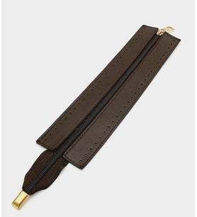 Angel Çanta Aksesuar Kahverengi Renk 28 Cm Derili Fermuar Light Gold Metalli