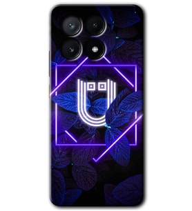 Poco x6 Pro Kılıf HD Desen Baskılı Kılıf - Dark Neon Yaprak Ü Harfi
