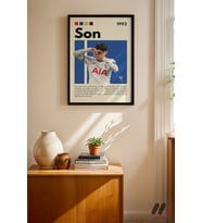 Son Heung-min Futbol Posteri, Siyah Çerçeveli Duvar Tablosu - Spor Severlere Hediye