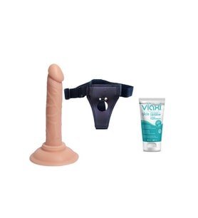 Ve Vajinal Kullanıma Uygun 13 Cm Kemerli Belden Bağlamalı Penis+jel