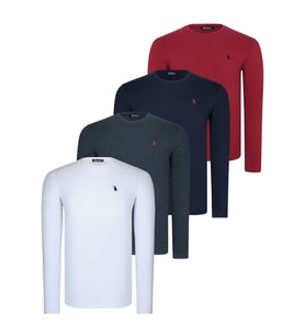 DÖRTLÜ SET T8588 DEWBERRY YUVARLAK YAKA ERKEK SWEATSHIRT-ANTRASİT-LACİVERT-BEYAZ-BORDO