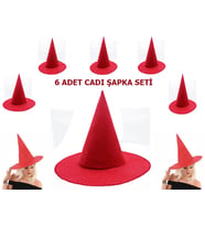 Kırmızı Keçe Cadı Şapkası Yetişkin-Çocuk Uyumlu