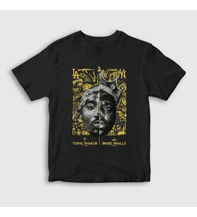 Presmono Unisex Çocuk Siyah Biggie Smalls Tupac Shakur T-Shirt 45697tt