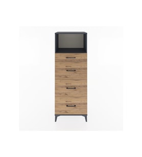 Hyperion Dolap Tek Raflı 4 Çekmeceli 60x44x163 Antrasit-Çam