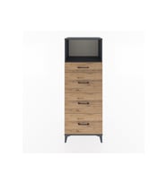 Hyperion Dolap Tek Raflı 4 Çekmeceli 60x44x163 Antrasit-Çam
