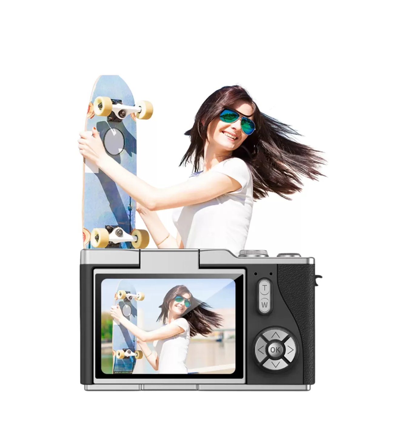 Kompakt 4K Dijital Kamera 48 MP Sensör 8X Zoom Flip Ekran Vlog ve