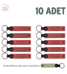 Narçiçeği & Sütlü Kahve, Turnuvalar İçin Üzerine İsim Ve Özel Mesaj Yazılabilen,10'lu Anahtarlık Set (Nar Çiçeği)