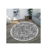 Eliana Home Baskılı, Yıkanabilir Kaymaz Taban Yuvarlak Halı LNA7324-HT182 120x120 cm (Gri)