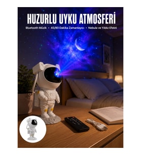 Mey İthalat® Astronot Görünümlü Projeksiyon Speaker Taşınabilir