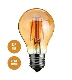 6W Rustik Ampul 2700K (Amber Işık) A60 (Sarı)