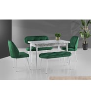 AY MASA VE SANDALYE BENCH TAKIMI, YEŞİL BEYAZ, 120x70