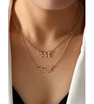 925 Ayar Gümüş Çift Zincir Melek Sayısı 444 Angel Kolye