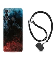 Tecno Pova Neo Kılıf Resimli Boyun Askılı İpli Desenli Silikon Red Blue Black Abstact 1386