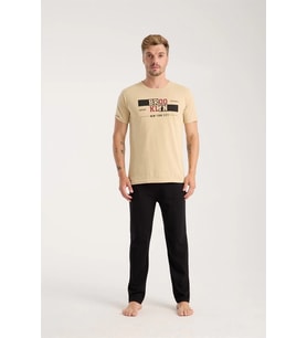 Erkek Ten Rengi Kısa Kol Pijama Takımı
